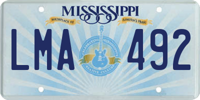 MS license plate LMA492
