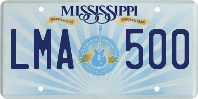 MS license plate LMA500