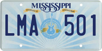 MS license plate LMA501