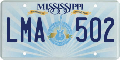 MS license plate LMA502