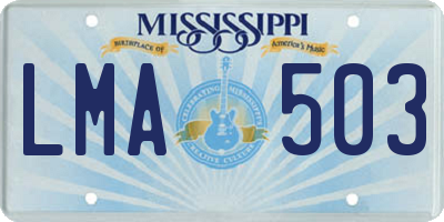 MS license plate LMA503
