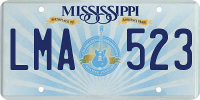 MS license plate LMA523
