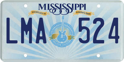 MS license plate LMA524
