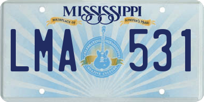 MS license plate LMA531