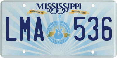 MS license plate LMA536