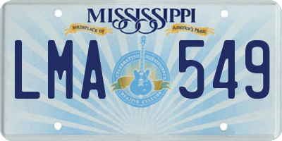 MS license plate LMA549