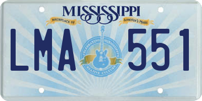 MS license plate LMA551