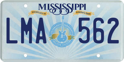 MS license plate LMA562