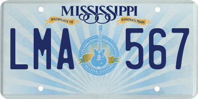 MS license plate LMA567