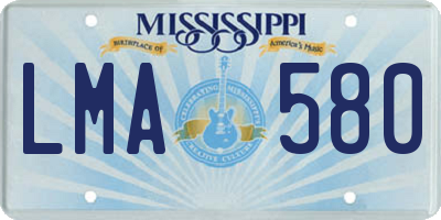 MS license plate LMA580
