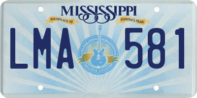MS license plate LMA581