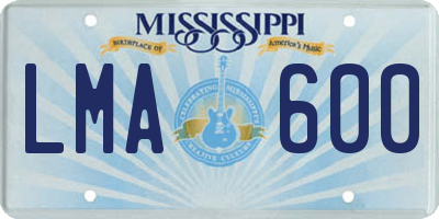 MS license plate LMA600