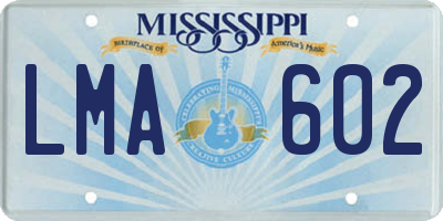 MS license plate LMA602
