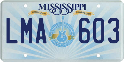 MS license plate LMA603