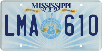 MS license plate LMA610