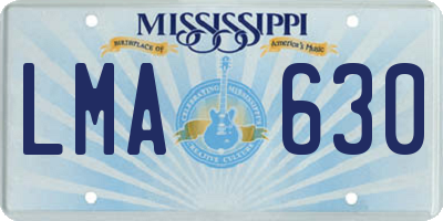 MS license plate LMA630