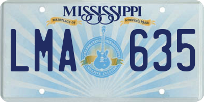 MS license plate LMA635