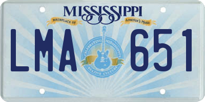 MS license plate LMA651
