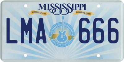 MS license plate LMA666