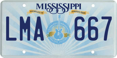 MS license plate LMA667