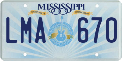 MS license plate LMA670