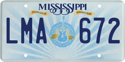 MS license plate LMA672