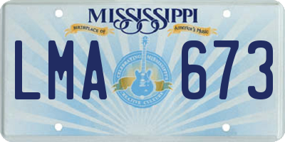 MS license plate LMA673