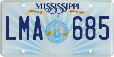 MS license plate LMA685