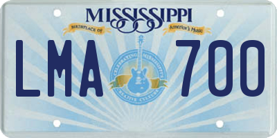 MS license plate LMA700