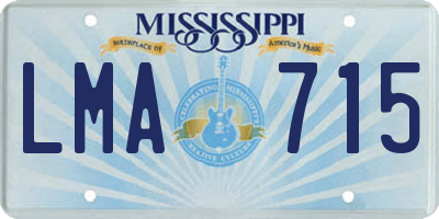 MS license plate LMA715