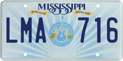 MS license plate LMA716