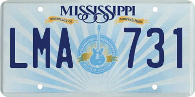 MS license plate LMA731