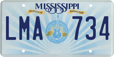 MS license plate LMA734