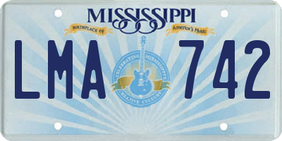MS license plate LMA742