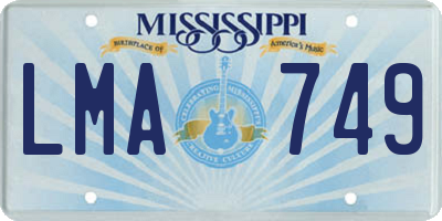 MS license plate LMA749