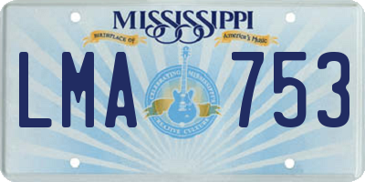 MS license plate LMA753