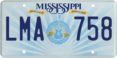 MS license plate LMA758