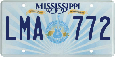 MS license plate LMA772