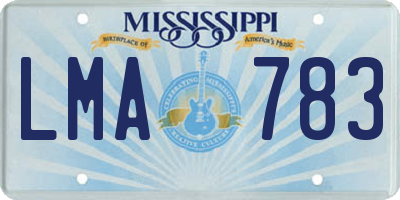 MS license plate LMA783