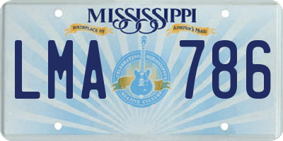 MS license plate LMA786