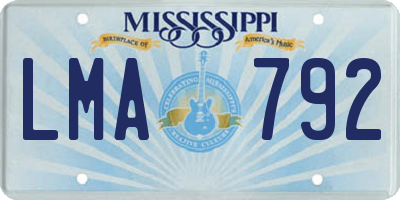 MS license plate LMA792