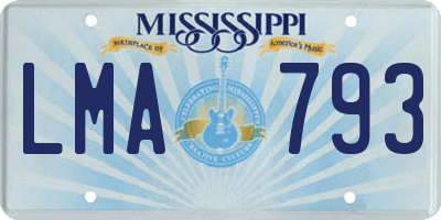 MS license plate LMA793
