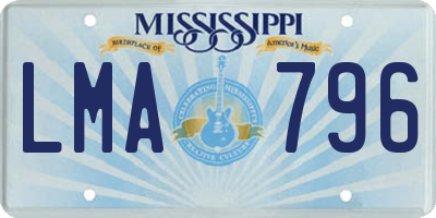 MS license plate LMA796