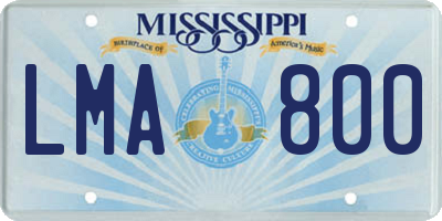 MS license plate LMA800