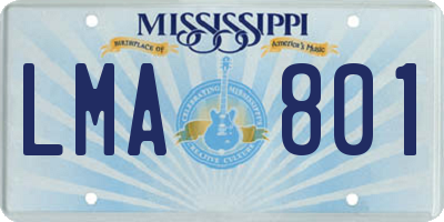 MS license plate LMA801