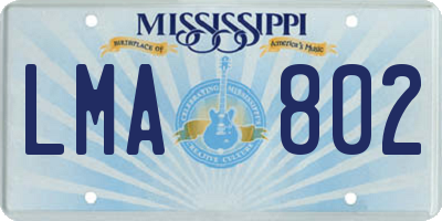 MS license plate LMA802