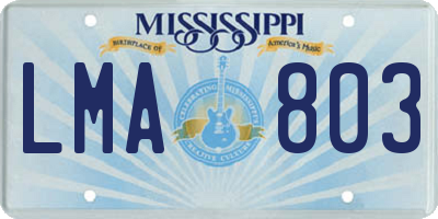 MS license plate LMA803