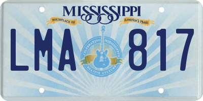 MS license plate LMA817