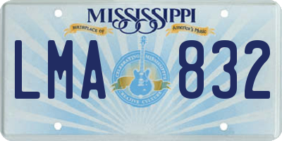 MS license plate LMA832
