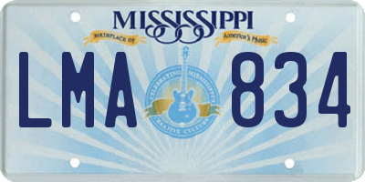 MS license plate LMA834